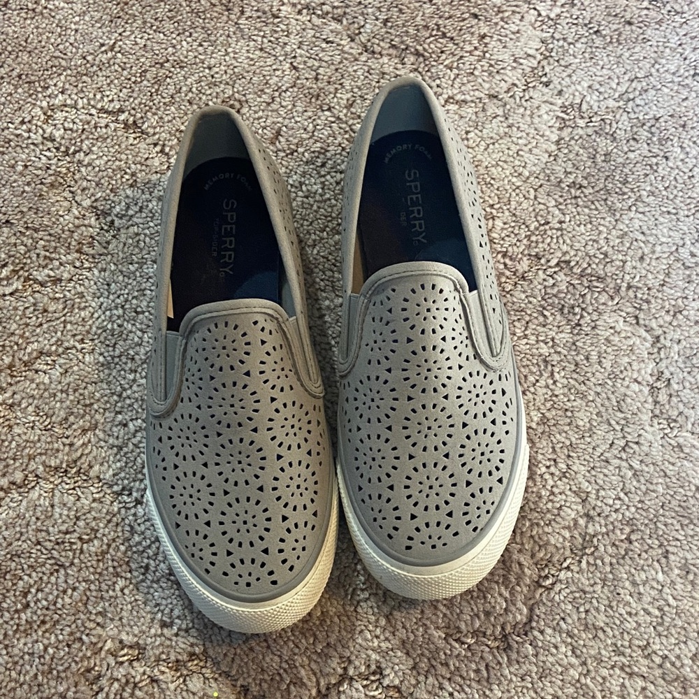 Sperry grey Perforated Slip-Ons - Picture 2 of 3
